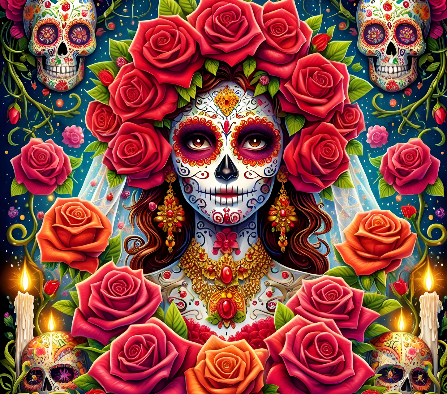 Copos Térmicos de Aço Inoxidável (20oz) - Rosas de Caveira Mexicana