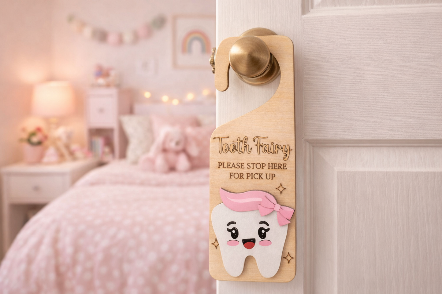 Tooth Fairy Post Box – Daisy the Tooth | Wooden Tooth Fairy Door Hanger