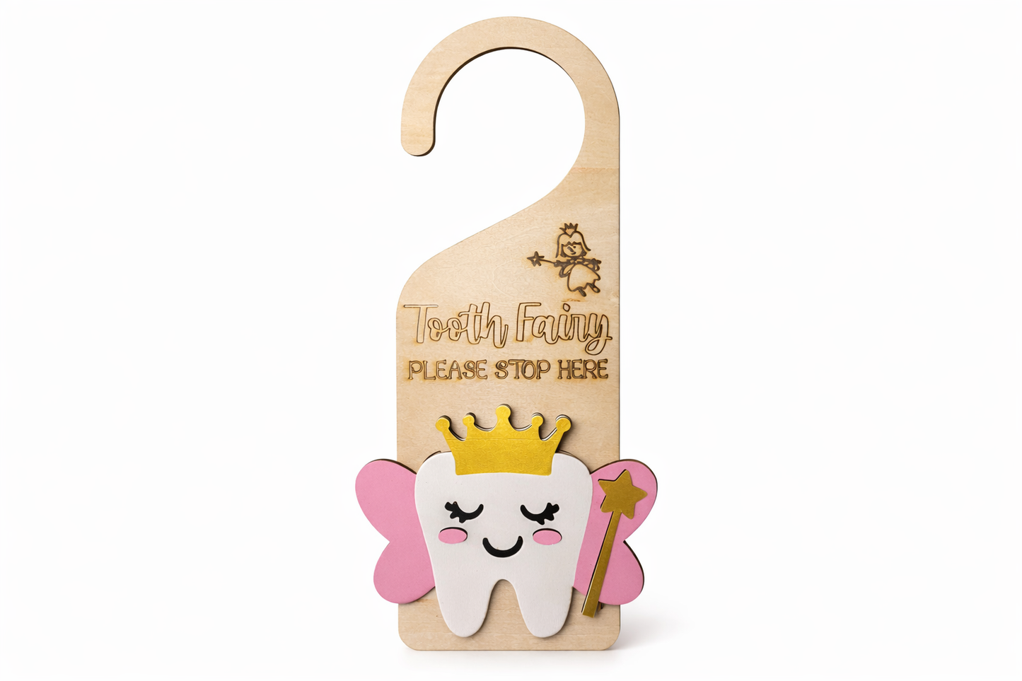 Tooth Fairy Post Box – Queen Isabella the Tooth | Wooden Tooth Fairy Door Hanger