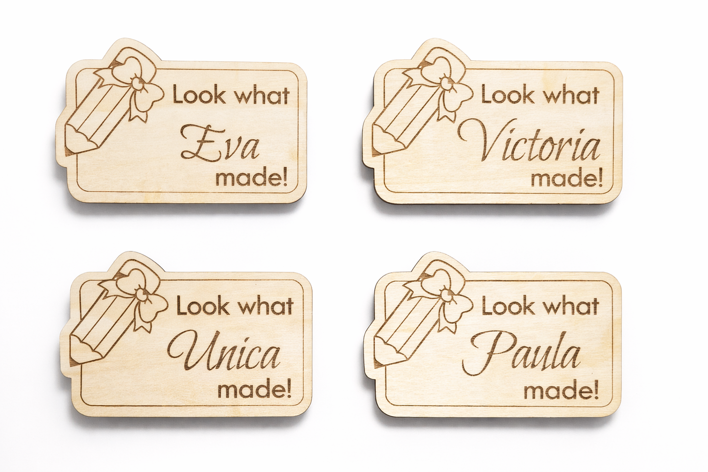 Personalised Pencil & Bow Brag Magnet