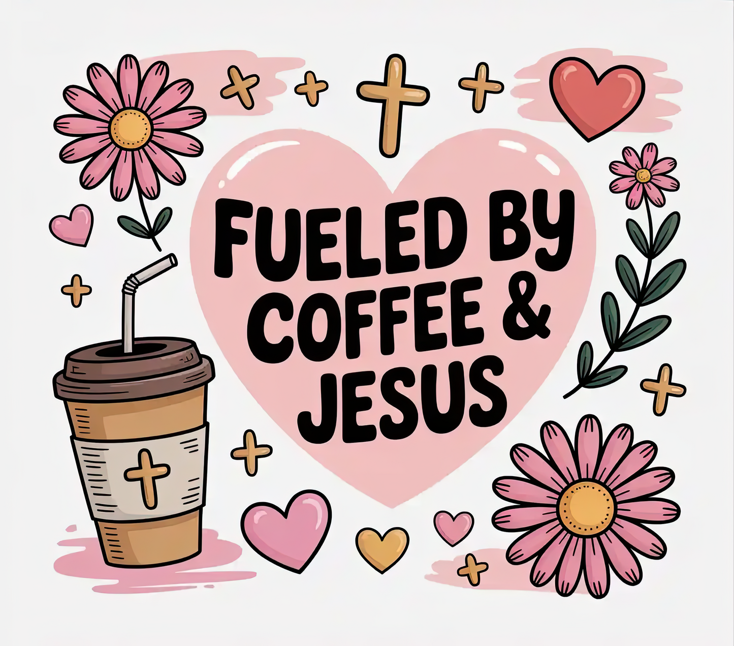 Fueled by Coffee & Jesus Floral – 20oz Stainless Steel Insulated Tumbler