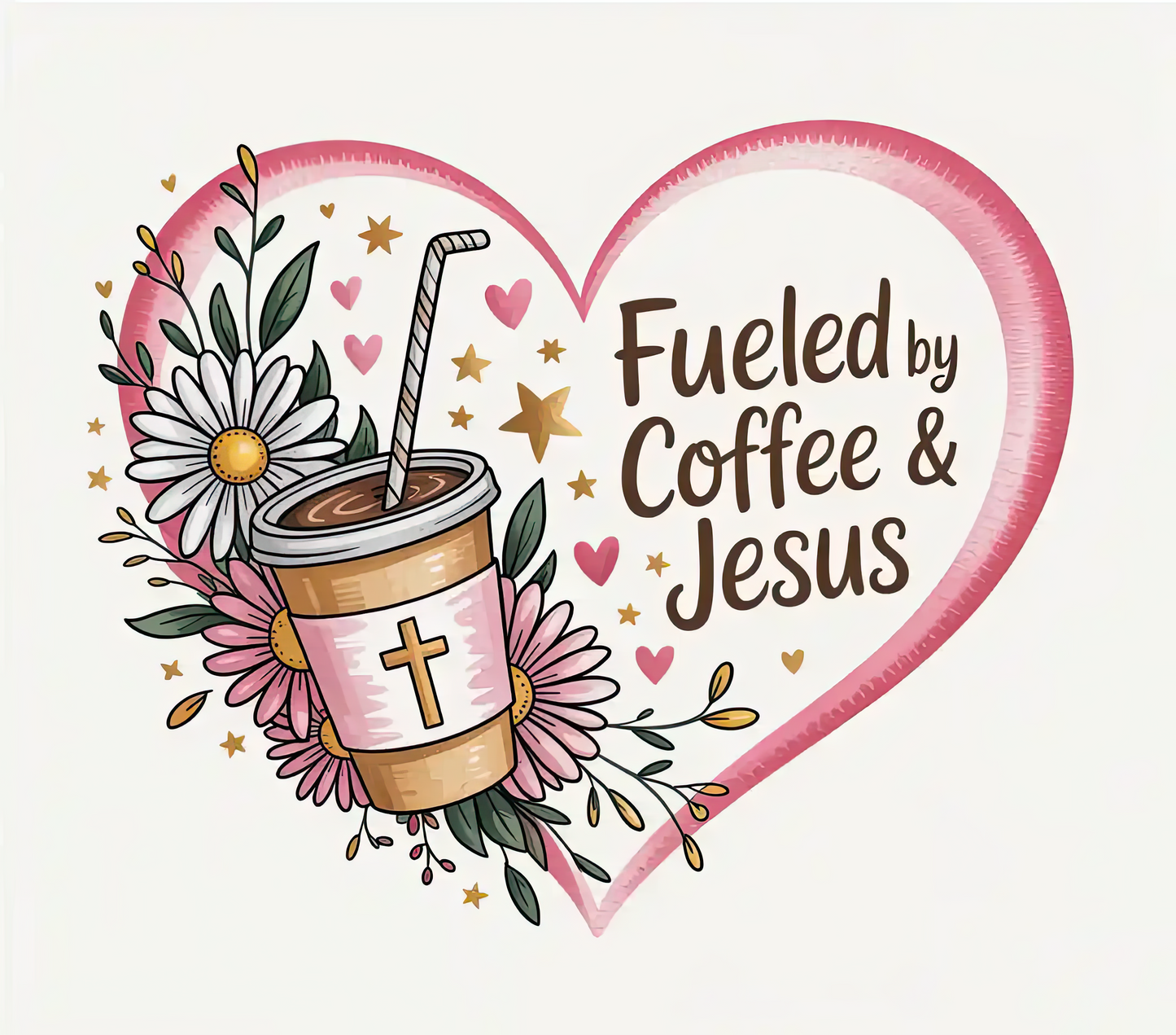 Fueled by Coffee & Jesus Heart – 20oz Stainless Steel Insulated Tumbler
