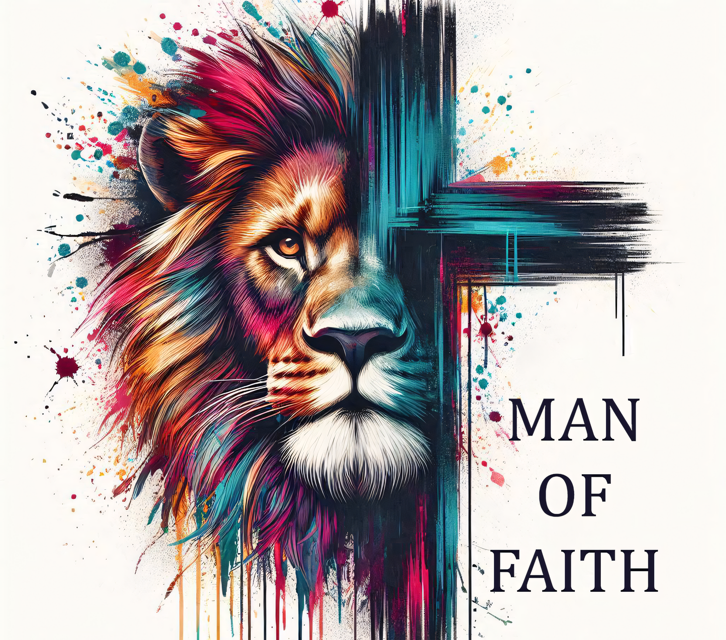 Man of Faith Lion Clolor Splash – 20oz Stainless Steel Insulated Tumbler