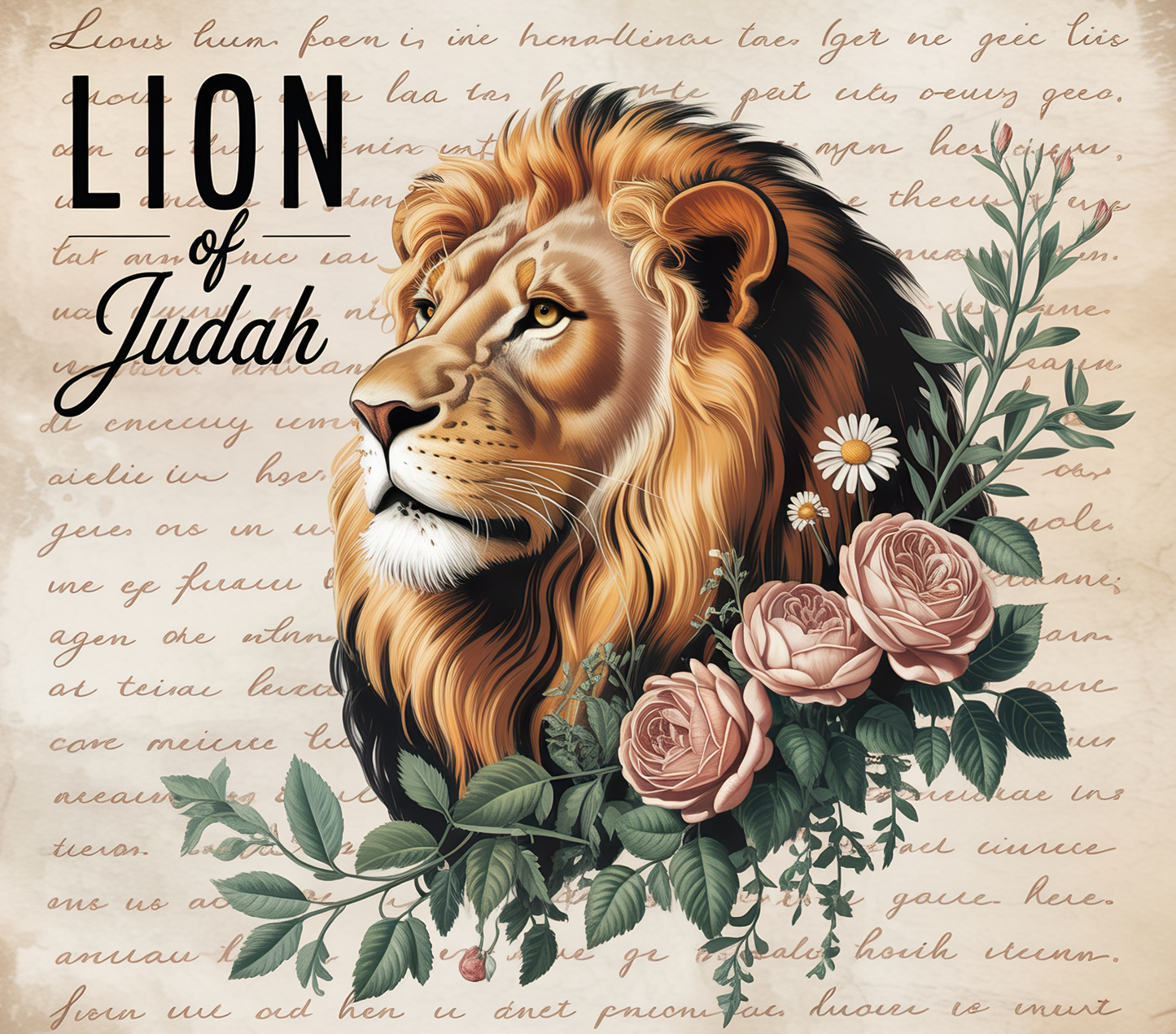 Lion of Judah Cream Floral Scripture  – 20oz Stainless Steel Insulated Tumbler