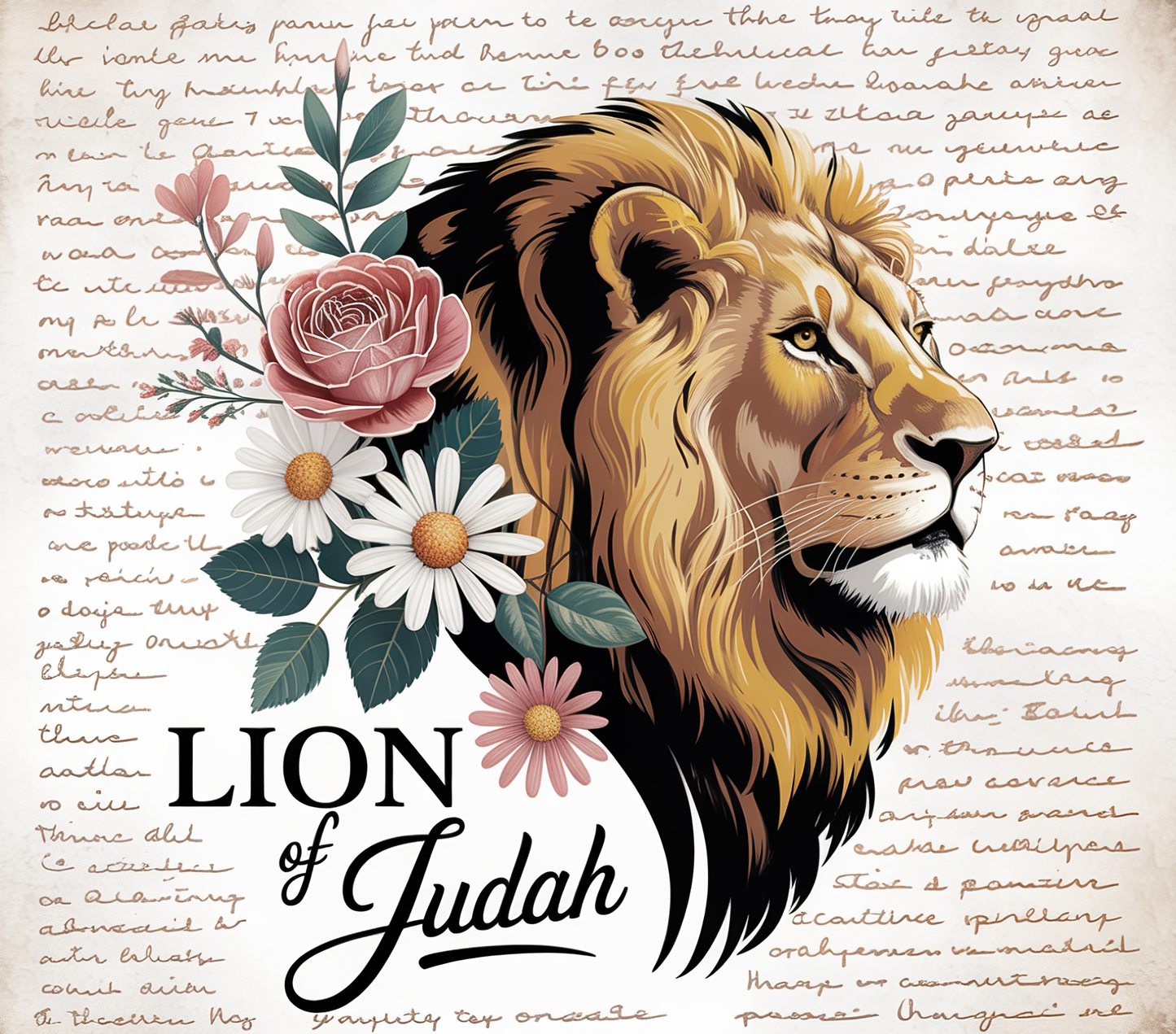 Lion of Judah White Floral Scripture  – 20oz Stainless Steel Insulated Tumbler
