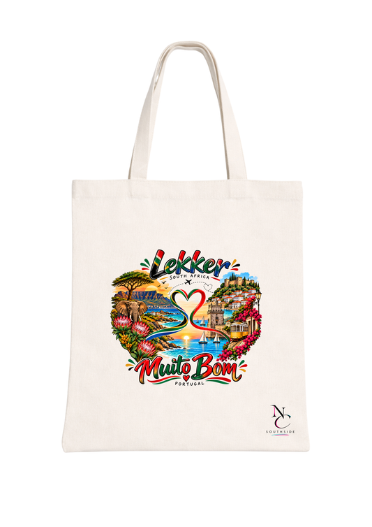 SA to PT Link, Lekker , Muito Bom – Hello Africa Collection – Printed Tote Bag