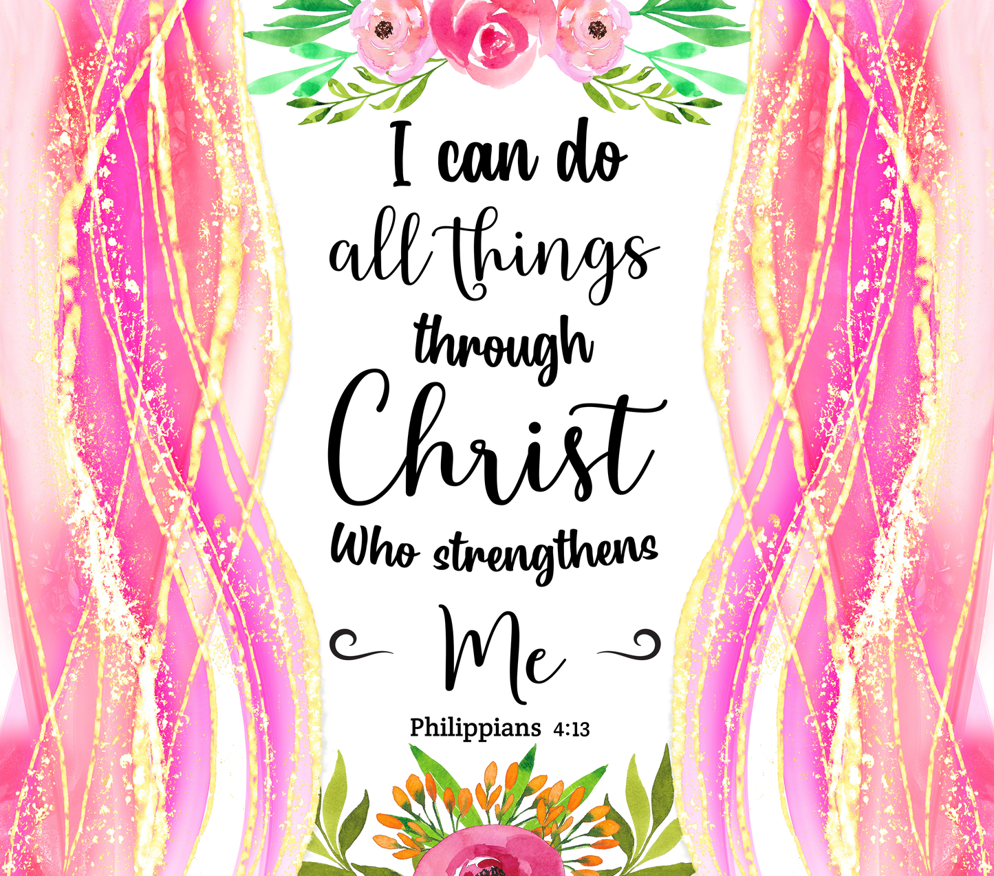 I Can Do All Things Floral Stripe – 20oz Stainless Steel Insulated Tumbler