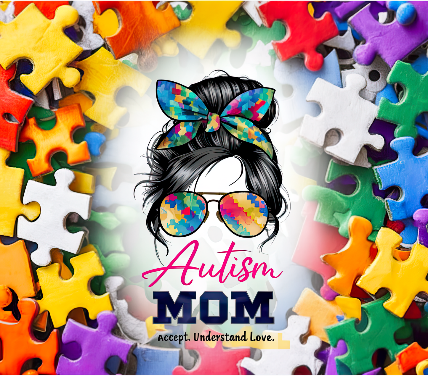 Autism Mom Puzzle Pieces – 20oz Stainless Steel Insulated Tumbler