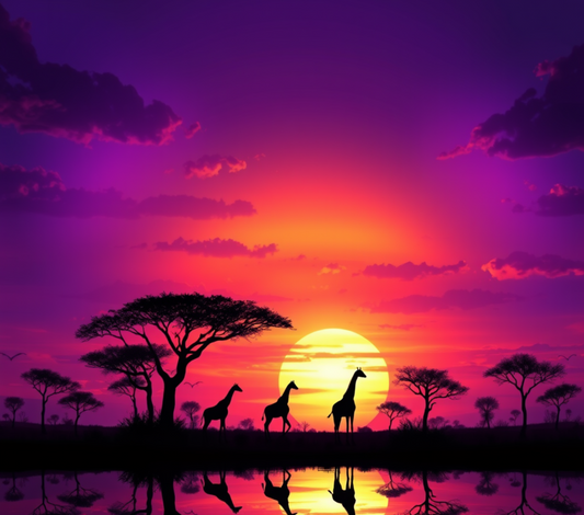 African Sunset Giraffe Silhouette – 20oz Stainless Steel Insulated Tumbler