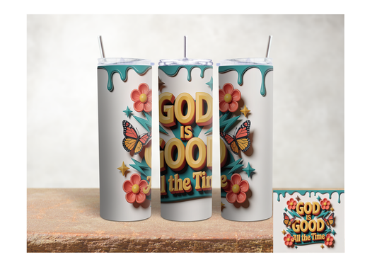 God Is Good All the Time Floral – 20oz Stainless Steel Insulated Tumbler