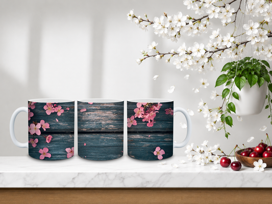 Rustic Cherry Blossom – 11oz Ceramic Coffee Mug 🍒