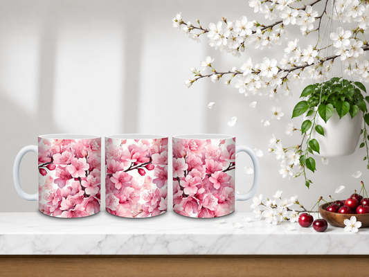 Pink Cherry Blossom Garden – 11oz Ceramic Coffee Mug 🍒