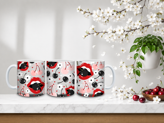 Retro Cherry Pop – 11oz Ceramic Coffee Mug 🍒