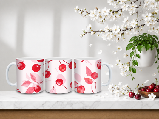Minimal Cherry Breeze – 11oz Ceramic Coffee Mug 🍒
