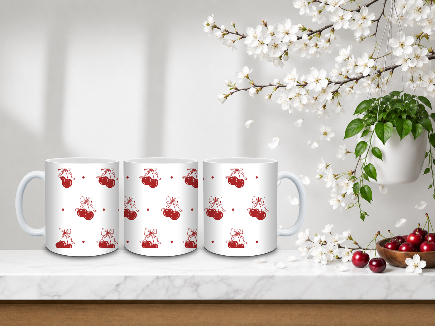 Cherry Leaf Garden – 11oz Ceramic Coffee Mug 🍒