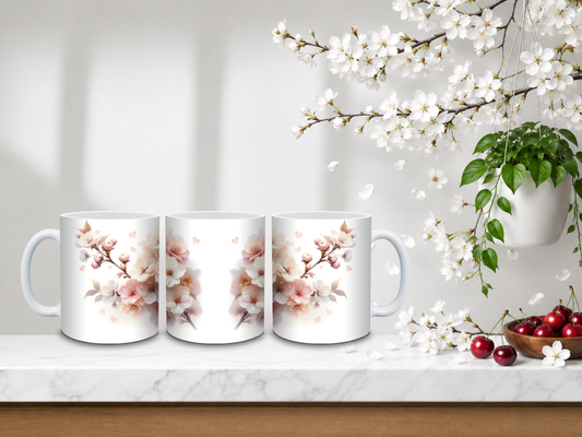 Blush Blossom Bouquet – 11oz Ceramic Coffee Mug 🍒