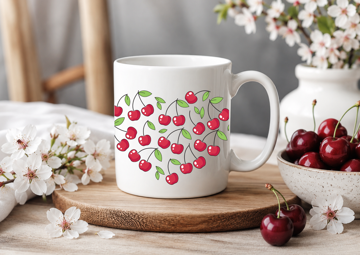 Sweet Cherry Scatter – 11oz Ceramic Coffee Mug 🍒