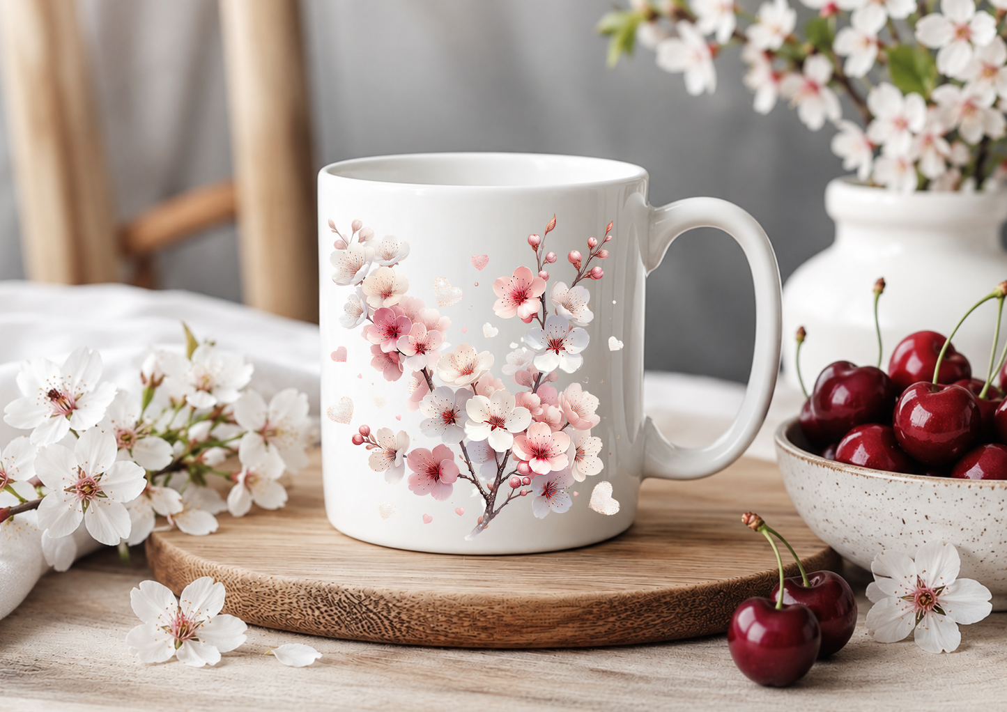Soft Cherry Blossom – 11oz Ceramic Coffee Mug 🍒