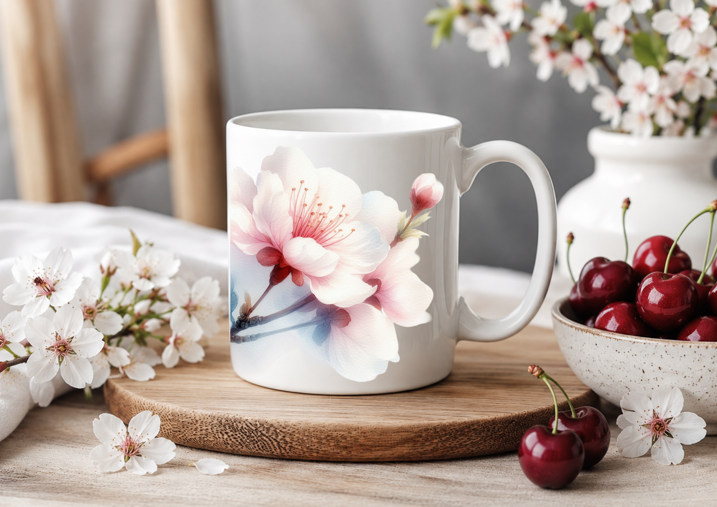 Blush Petal Whisper – 11oz Ceramic Coffee Mug 🍒
