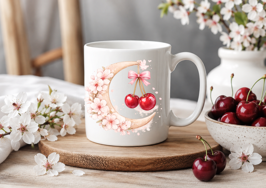 Cherry Moon Blossom – 11oz Ceramic Coffee Mug 🍒