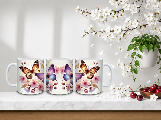 Butterfly Blossom Dreams – 11oz Ceramic Coffee Mug 🍒