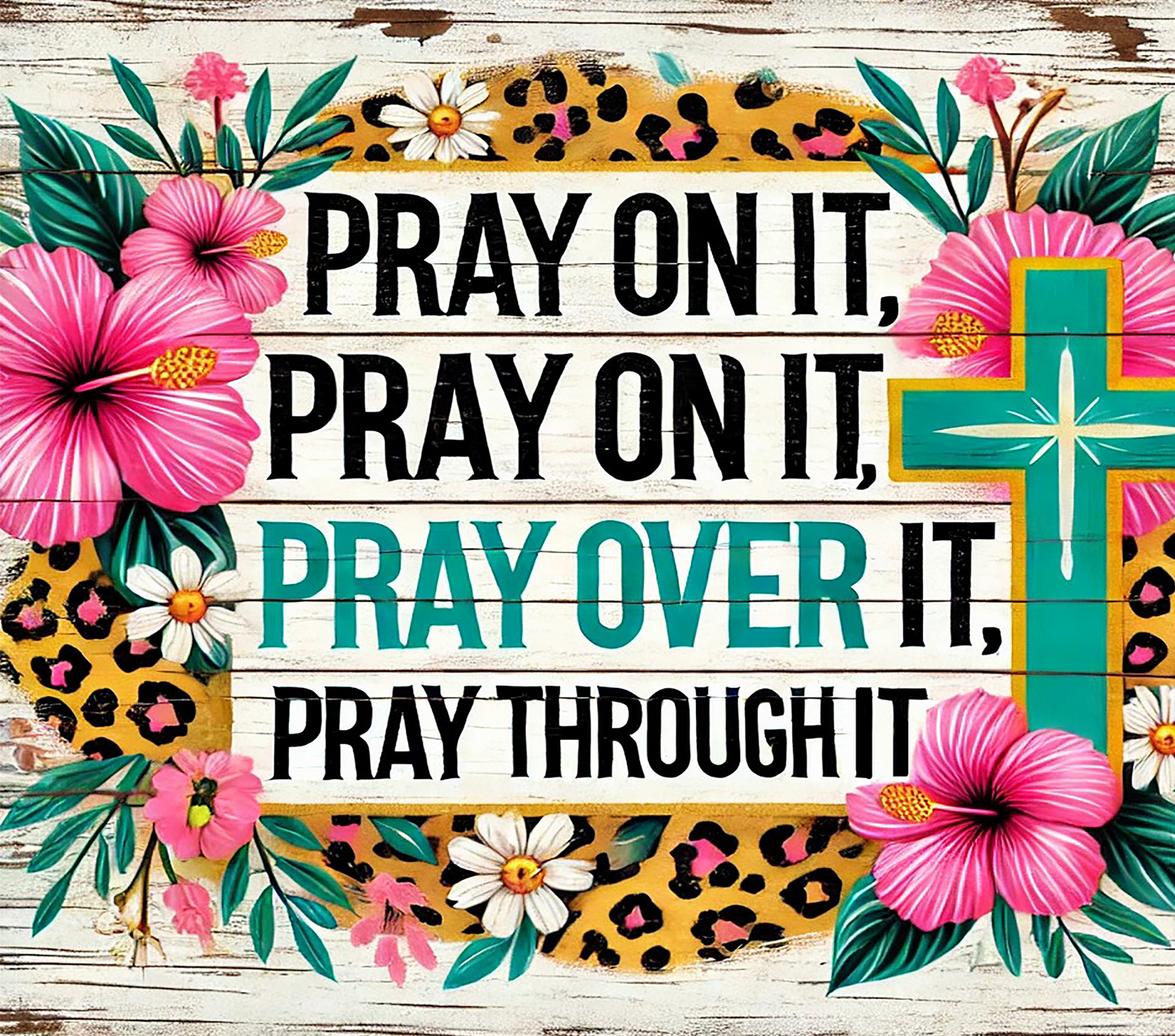 Pray On It Floral Wood Cross – 20oz Stainless Steel Insulated Tumbler