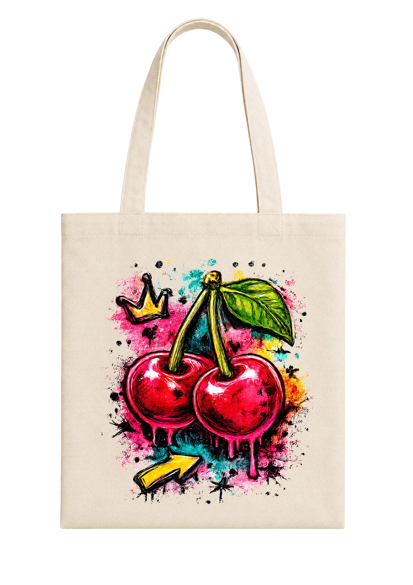 Graffiti Cherry Crown – Cherry Collection Tote Bag 🍒