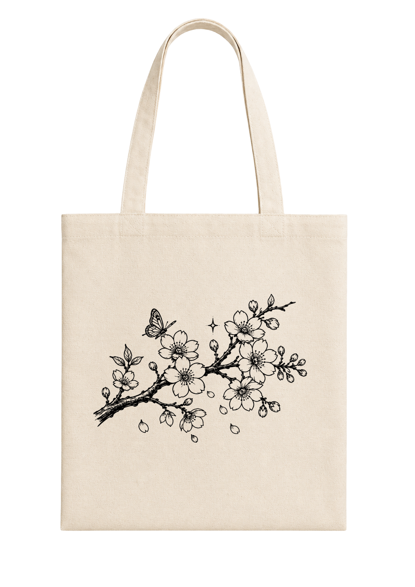 Butterfly Cherry Blossom Branch – Cherry Collection Tote Bag 🍒